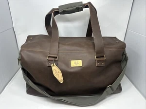 Borsone Finley Mill 20 pollici 35 L Danville pelle vegan tela marrone verde NUOVO - Foto 1 di 22