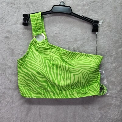 Bikini Michael Kors para mujer talla S verde manzana cebra un hombro corto traje de baño Foto 1 de 4