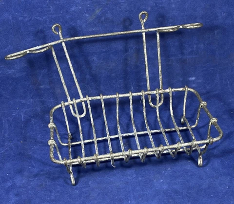 Antique Wire Soap Dish, Basket w/ Toothbrush Holder, Nickelplate, Sink, Bathroom Cover