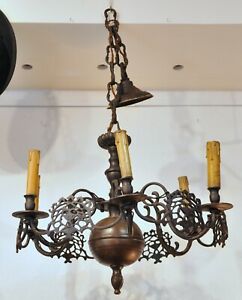 Antique Bronze Chandelier with a pair wall scones, Polen Luster, 19th century