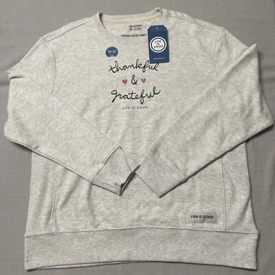 Sudadera Life Is Good para mujer Thankful Grateful polar cuello redondo. Talla XL. Foto 1 de 4