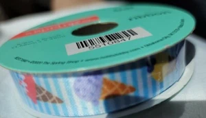 Ice Cream Cones Satin Ribbon 5/8 x 6 yards Blue / White Stripes Hair ties bows - Picture 1 of 12