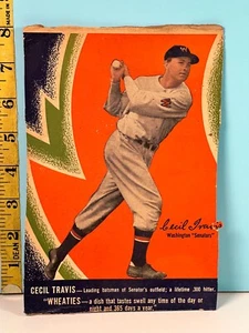 1939 Wheaties Cereal Box Panel Series 9 - Cecil Travis Senators - Picture 1 of 2