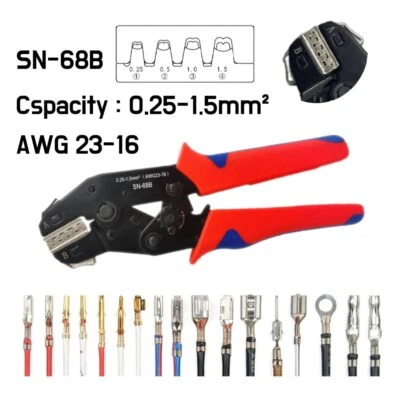 SN-68B Crimping Plier Crimper Tool 0.25-1.5mm²  for Dupont,TE,JST,Molex Terminal - Image 1 of 4