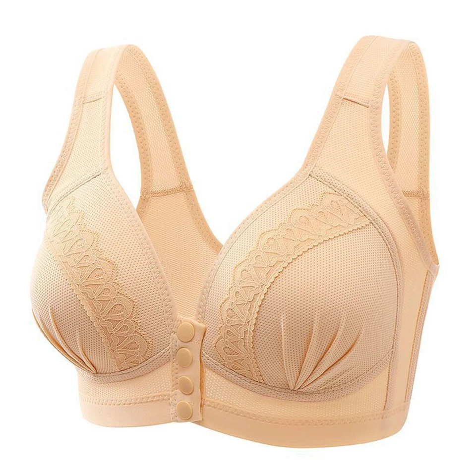 Women's Front Fastening Push Up Bra Non Wired Ladies Comfort Soft Cup Underwear - Image 1 of 4