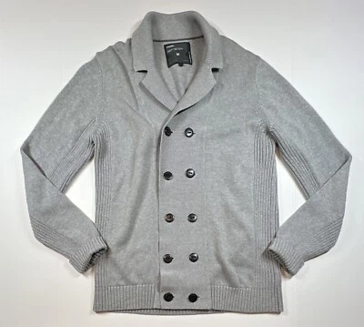 Cardigã masculino Next manga longa cinza botão tamanho médio 100% algodão malha suéter - Imagem 1 de 4