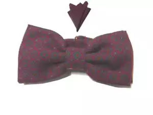 Papillon lana uomo rosso bordeaux dis blu verde e completo abbinato pochette - Bild 1 von 7