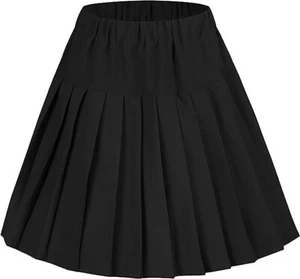 Urban GoCo Women's Young Ladies Black Pleated Elasticated School Skirt Size L - Picture 1 of 5