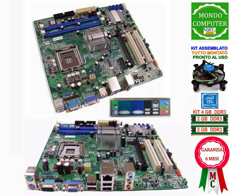 SCHEDA MADRE SOCKET 775 ACER VERITON + CPU INTEL DUAL CORE + 4 GB RAM DDR3 - Immagine 1 di 1