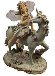 Fairy On Unicorn 8 in X 7 in Ceramic Damaged - Picture 1 of 18