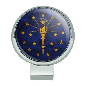 Clip de sombrero de golf rústico bandera del estado de Indiana envejecido EE. UU. con marcador magnético de bola - Imagen 1 de 6