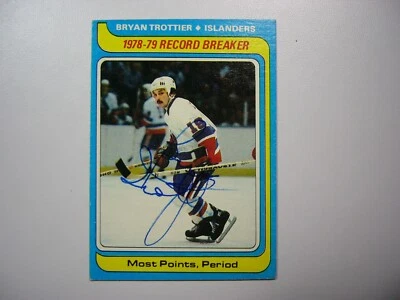 1979/80 TOPPS NHL HOCKEY CARD #165 BRYAN TROTTIER RB EX MK ST AUTO AUTOGRAPH - Image 1 of 3