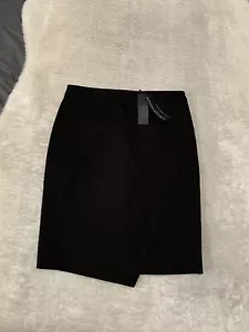 NWT Banana Republic Skirt Size 2 Bi-Stretch Sloan Pencil in Black Crossover Wrap - Picture 1 of 8