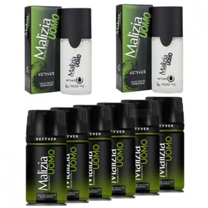 Malizia Uomo Vetyver Set 6x Deodorante 150ml + 2 Eau de Toilette 50ml
