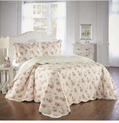 Nueva colcha y fundas Waverly Cedar Grove Primrose dobladillo festoneado Queen  Foto 1 de 4
