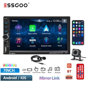 Carplay 7" stereo Doppia 2DIN Autoradio Bluetooth USB TF FM AUX MP5 MIC + Camera - Foto 1 di 15