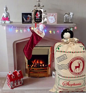 Personalisierte bestickte Jumbo-Weihnachtssäcke - Weihnachtsmänner/Rentiere/Schneemann Auswahl - Bild 1 von 4