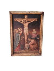 QUADRO OLIO SU TELA CON CORNICE - "LE DONNE ALLA CROCE" 22x33 - Foto 1 di 1