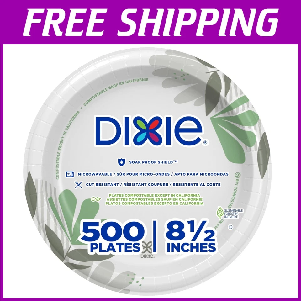500 Count Dixie 8.5" Soak-Proof Paper Plates - Ideal for Events and Gatherings - Image 1 of 4