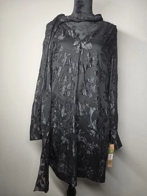 Nuevo con etiquetas Vestido de Lentejuelas Rachel Roy Negro Talla 8 Vestido de Fiesta con Corbata en el Cuello $149 Venta al por menor Foto 1 de 4