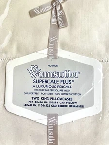 Wamsutta  Supercale Plus Beige Set/2 King Pillowcases New Old Stock - Picture 1 of 4