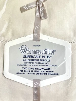 Wamsutta  Supercale Plus Beige Set/2 King Pillowcases New Old Stock - Image 1 of 4