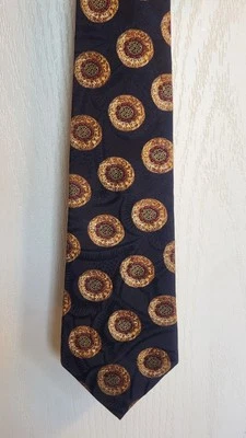 Vintage Burberry Silk Tie Blue With Medallions - Image 1 of 4