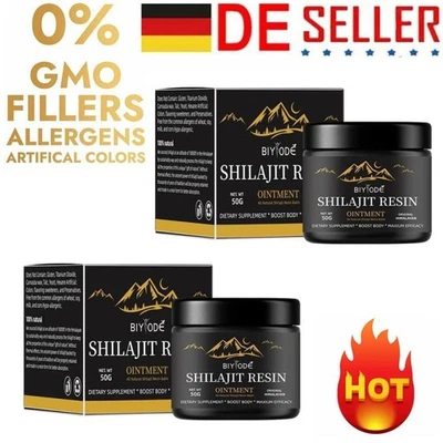 BIYODE 2Stk Original 100% reines Himalaya Shilajit, 50g Harz, 80% Fulvic, extrem stark