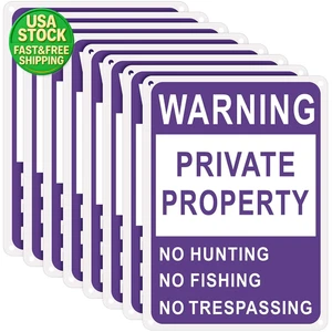 8 Pack No Hunting No Trespassing Signs Private Property Reflective 10x7" - Picture 1 of 12
