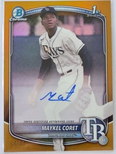 MAYKEL CORET 2025 Bowman Chrome TRUE GOLD AUTO 1st Bowman #49/50 #CPA-MC Rays - Picture 1 of 2