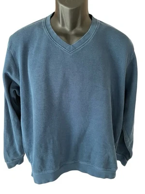 Cutter & Buck Sweatshirt Men's Medium Blue V-Neck Long Sleeve Pima Cotton - Image 1 of 4