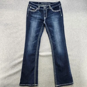 Miss Chic USA Damen Gr. 13 verzierte dicke Nähte Low Rise Flair Denim Jeans - Bild 1 von 16