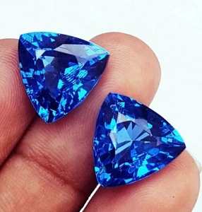 Par de piedras preciosas sueltas de corte de billón natural de 2 piezas de tanzanita azul certificada de 20 quilates - Imagen 1 de 5