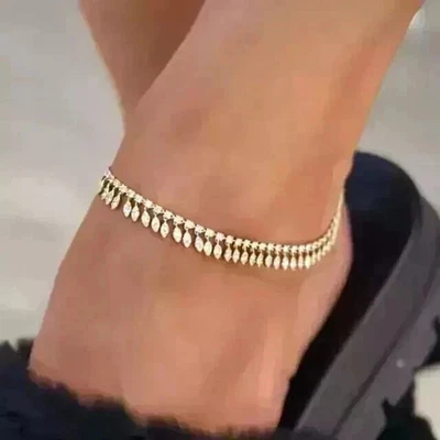 Женская лодыжка с лабораторными бриллиантами огранки маркиза 10 карат желтое золото 14 карат - Изображение 1 из 3