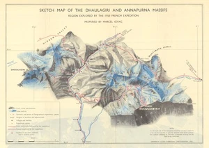 Annapurna 1950 French Expedition/Maurice Herzog route. 1st 8000m ascent 1951 map - Picture 1 of 2