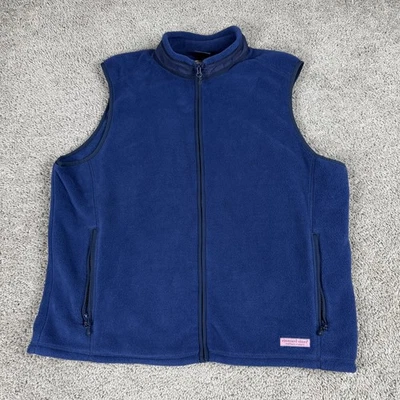 Vineyard Vines Vest Mens XL Blue Fleece Full Zip Sleeveless Jacket Outerwear - Image 1 of 4