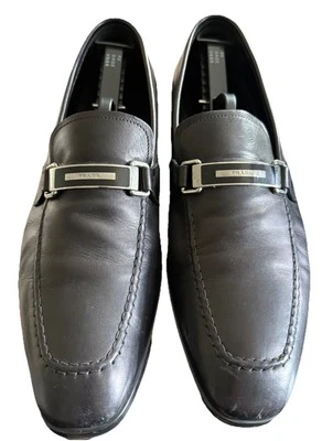 Mocasines Prada para hombre negros y plateados talla US 8 Foto 1 de 4
