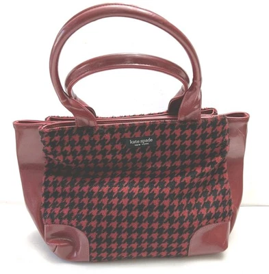 Kate Spade Red Black Houndstooth Handbag Tote Purse Kate Spade Bag Shoulder - Image 1 of 4