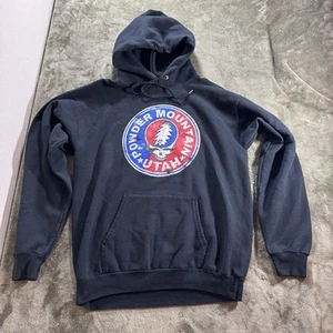 Grateful Dead Jacket Men’s M Black Hoodie Powder Mountain Utah Steal Your Face - Picture 1 of 11