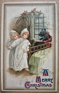 A Merry Christmas  - 1911 Embossed Winsch Postcard , Children - Picture 1 of 2