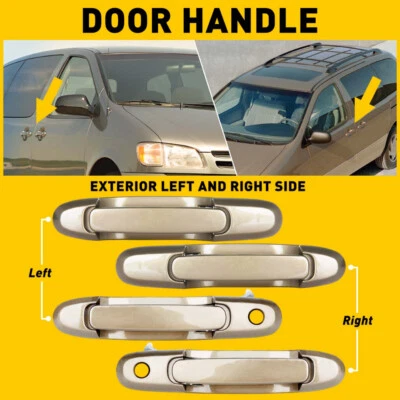 Set of 4 Fits 1998-2003 Toyota Sienna Door Exterior Handle Rear Front Left Right - Imagem 1 de 4