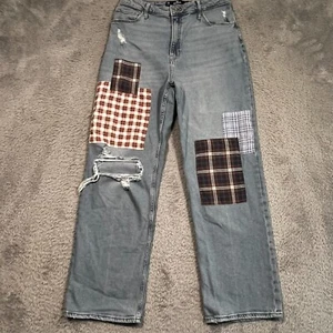 Hollister Patchwork Jeans Women's 11R 30x29 Wide Leg Baggy Distressed - Picture 1 of 12
