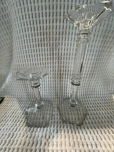 Pair of Mikasa Cambridge Lead Crystal Candle Sticks 7” & 12” Tall - Picture 1 of 8
