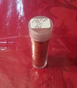 1960-P LARGE DATE LG DT LINCOLN PENNY CENT ROLL - GEM BU RED UNC!!! - Picture 1 of 3