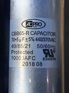 New! AC Pro CBB65-R Capacitor 70+5 440/370VAC 40/85/21 50/60 Hz - Picture 1 of 5