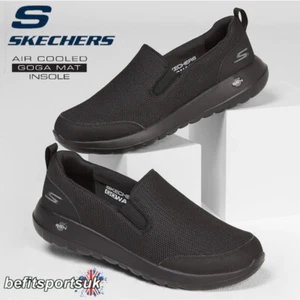 SKECHERS MENS SLIP-ON SHOES BLACK MEMORY FOAM GO-WALK TRAINERS SKETCHERS 8 12 14