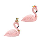 2Pcs Resin Flamingo Figurines for Crafts, Cake & Car Decoration