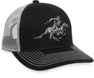 Winchester Embroidered Horse & Rider Logo Black/Light Grey Mesh Back Cap - Picture 1 of 2