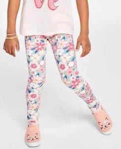Epic Threads Floral-Print Leggings Girls' 5 Granite Green Elastic Waist Pull-On - Picture 1 of 13