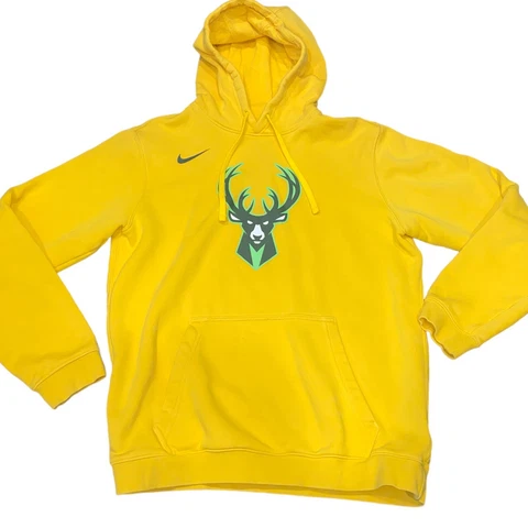 Mens Milwaukee Bucks Nike City Edition Essential Logo Pullover Hoodie Yellow Med Cover